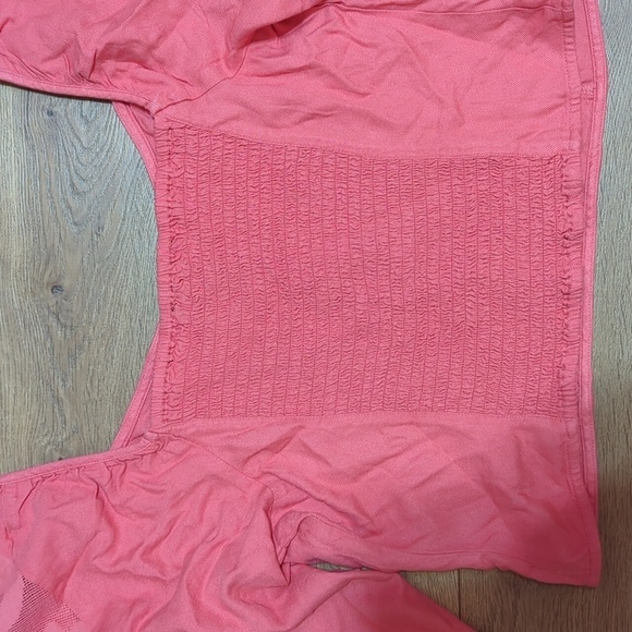 Broadway 38 smocked back balloon sleeves off shoulders boho romantic top L - Picture 7 of 8